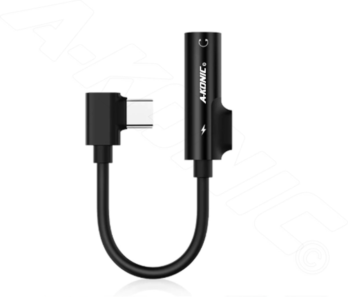 2 in 1 | Usb C naar Jack 3.5mm (Aux) & Usb-C Adapter van A-KONIC© | Type-C to Aux Verlooptstuk | Compatible with | Huawei | Xiaomi | Sony | Nokia | OnePlus | Samsung | Apple MacBook Pro/Air | Zwart